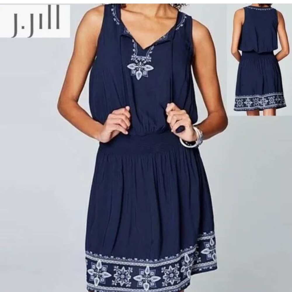 New! J.Jill EverydayBlum Blue Embroiderd L Dress